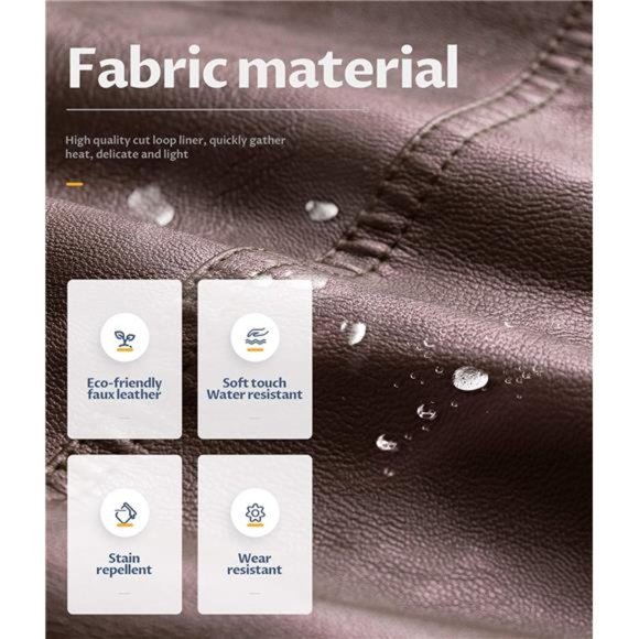 Men's Faux Leather Jacket Motorcycle Waterproof Windproof Vintage Bomber Hoodie - Picture 4 of 7